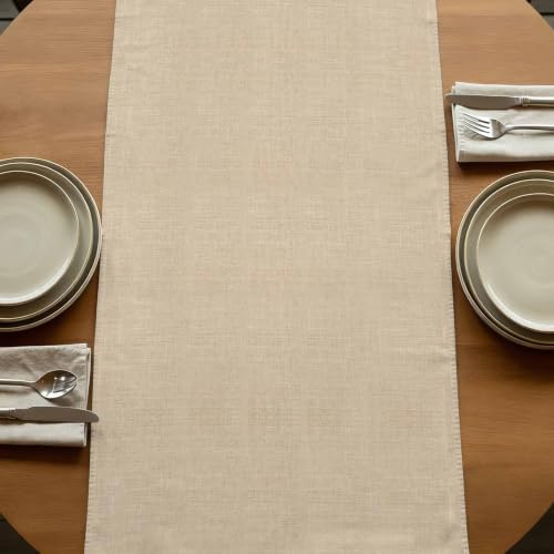 Beige Table Runner 108 inches Long Rustic Farmhouse Minimalist Solid