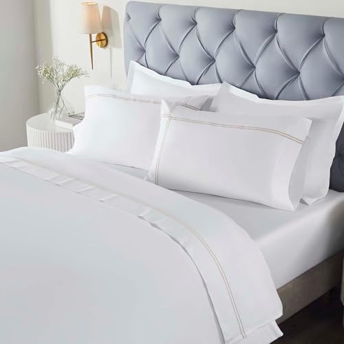 Superior Embroidered Cotton Bed Sheet Set, 1 Elastic Deep Pocket