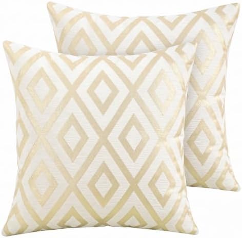 Set of 2 Chenille Jacquard Throw Pillow Covers 20x20 Inches, Luxury