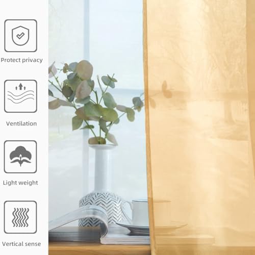 youleyar Solid Sheer Rod Pocket Curtain Voile Draperies 2 Panels White