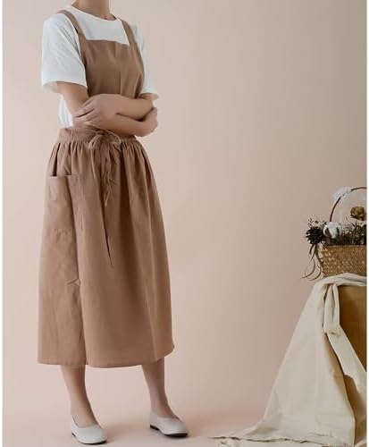 Adjust Cotton Linen Cooking Apron, Fabric Coffee Restaurant Canvas