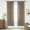 Dark Taupe Linen Pleated Curtains 72 Inch Length 2 Panels for Living