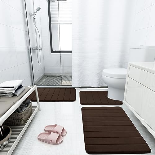Buganda Meomry Foam Bathroom Mat and Toilet Rugs U-Shaped 4 Pieces, 1