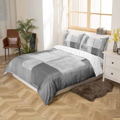 jejeloiu Abstract Duvet Cover Queen Size Boys Girls Gray Ombre Bedding