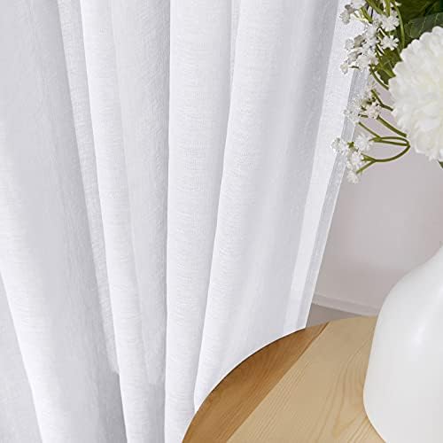 Tollpiz Sheer Curtain Linen Textured Bedroom Curtains Sheer Light