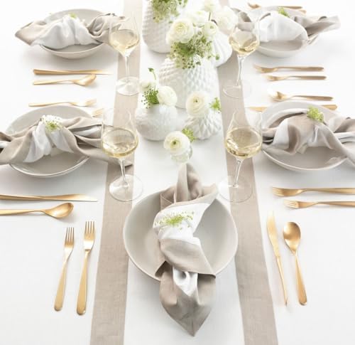 Solino Home 100% Pure Linen Table Runner, 14 x 120 in, Natural and