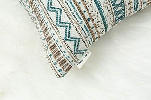 Mika Home Pack of 2 Throw Pillow Cases, Striped,22x22 Inches, Green