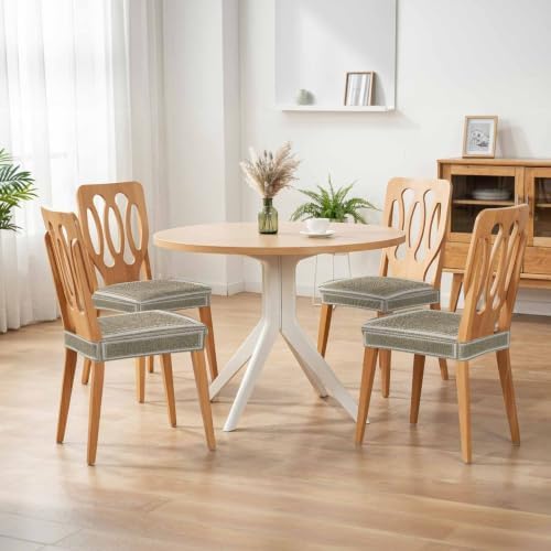 Beige Rustic Seat Covers for Dining Room Chairs, Farmhouse Neutral