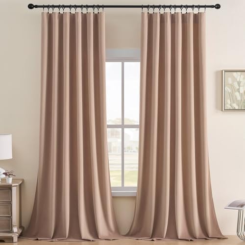 Joydeco Velvet Curtains Rose Beige Blackout Curtains Thermal Insulated