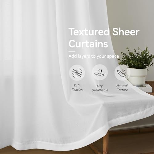 KangBang Light Filtering White Pleated Curtains 108 Inches Long 2