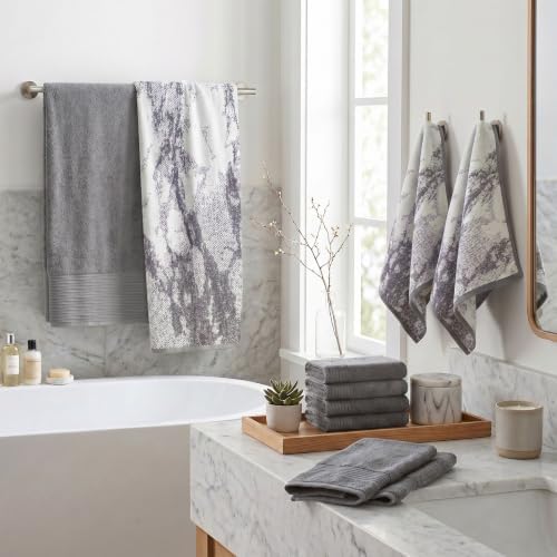 Cotton 10 Piece Assorted Marble & Solid Bath Towel Set, Luxury Cotton