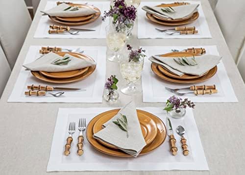 Solino Home 100% Linen Placemats White, Medium Weight 14 x 19 in, Set