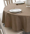 Tektrum 70 inch Round Faux Linen Textured Tablecloth Table Cover
