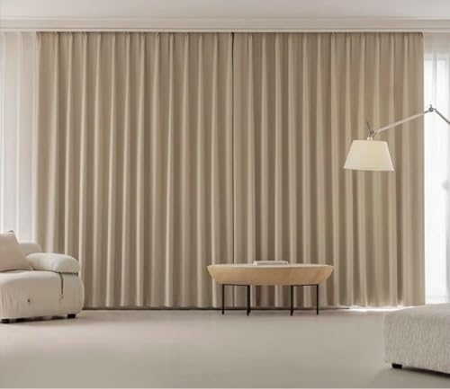 Blackout Curtains Panels Cream Brown, Woven Texture Curtain Grommet
