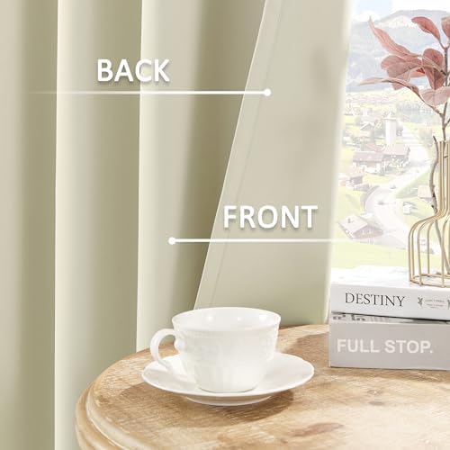 HUTO Beige Blackout Bedroom Curtains Panels 84 Inch - Energy Saving