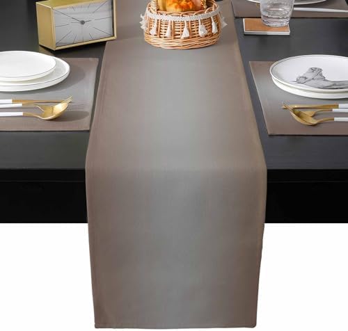 Ombre Brown Grey Placemats Set of 6 with 90 Inches Long Table Runners