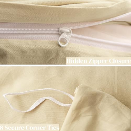 OAITE Duvet Cover Set 100% Washed Cotton Solid 3pcs