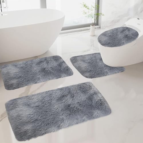 Bath Mats, Mixed Colors Bath Mats 4 Set Bathroom Rugs for 4 PCS Toilet