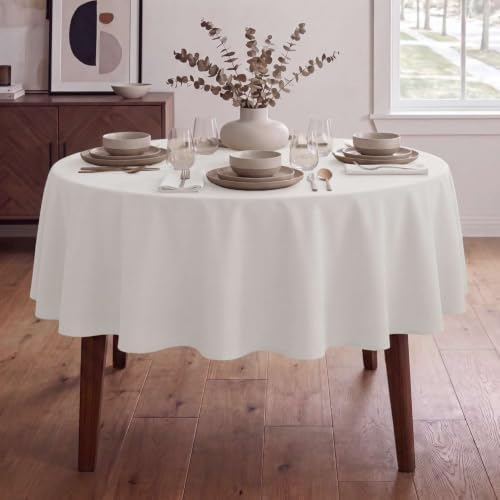 H.VERSAILTEX Linen Textured Table Cloths Round 70 Inch Premium Solid