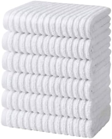 12 Pack, 100% Cotton Ribbed Terry White Bar Mop for Kitchen, Highly