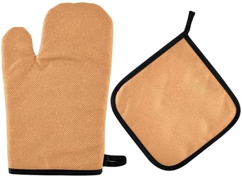Oven Mitts and Potholders Sandy Brown Heat Resistant Kitchen Gloves