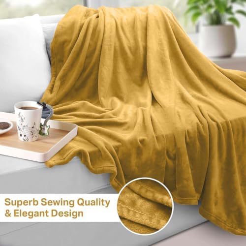 MOONLIGHT20015 King Fleece Blanket 108x90 Guest Bedroom Mustard