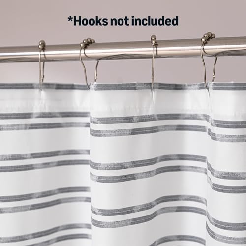 Amazon Basics Geometric Jacquard Fabric Shower Curtain for Bathroom