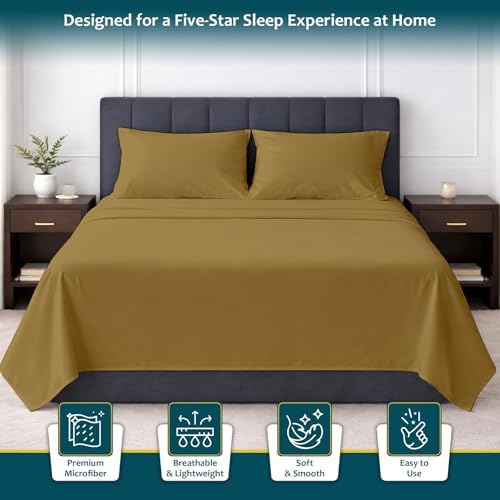 Shreem Linen Queen 4 Piece Sheet Set, Ultra Soft Microfiber Bed Sheets
