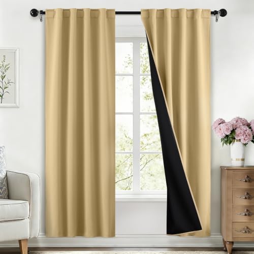 SimpleHome 100% Blackout 72 Inch Biscotti Beige Curtains for Living