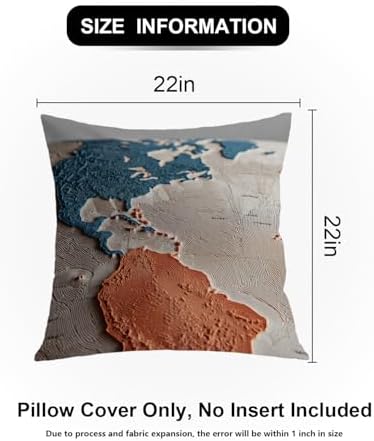 Shrahala Embossed Globe Decorative Pillow Covers, Terracotta and Blue
