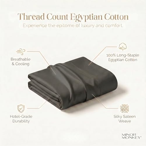 King Sheet Set 1000 Series Egyptian Cotton, 16" Deep Pocket, Charcoal