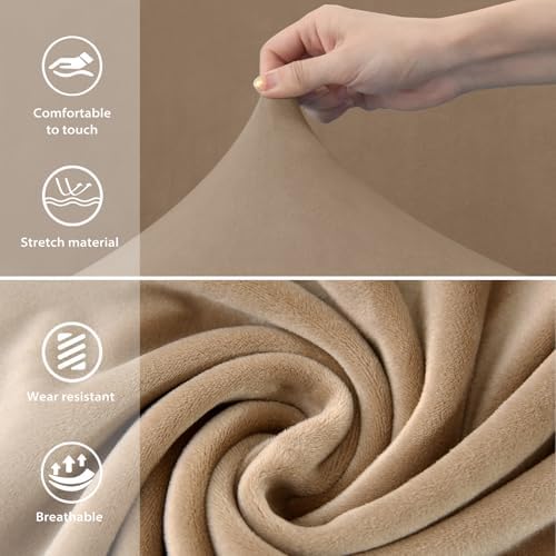 Gollense Curved Back Chair Covers for Dining Room, Velvet Stretch Mid