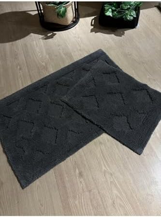 Bath Mat Set 2 Piece Cotton 60x100cm Non-Slip Absorbent Bathroom Rugs