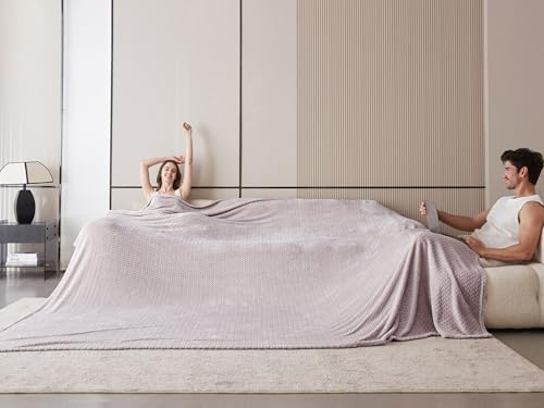 Oversized King Fleece Blanket 120x120 Inches, Seamless Soft Cozy 3D