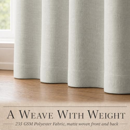 DECOLURE 100% Blackout Linen Curtains 63 Inches Long | Light Grey