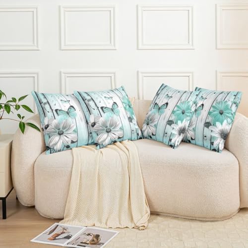 Erosebridal Rustic Flower Set of 2 Throw Pillow Cover 22x22 White Chic