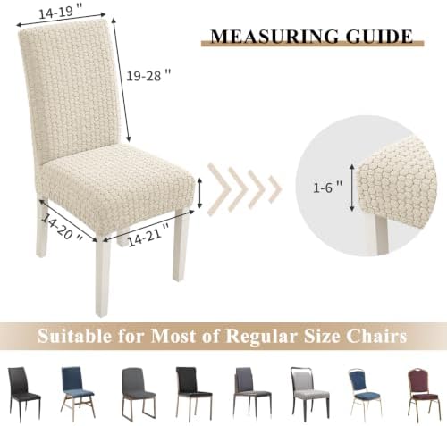 New Pattern Stretch Dining Room Chair Covers Set of 6, Beige