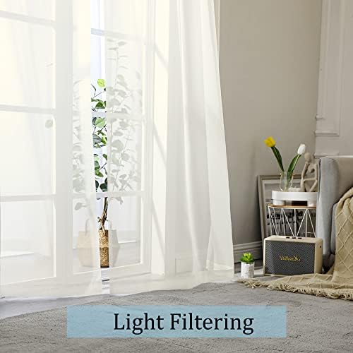 OWENIE Sheer Curtains 96 Inch Length, Elegant Sheer Curtains for