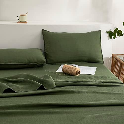 EVERLY Linen Twin Sheets Set, 100% Stonewashed French Linen Bed Sheets