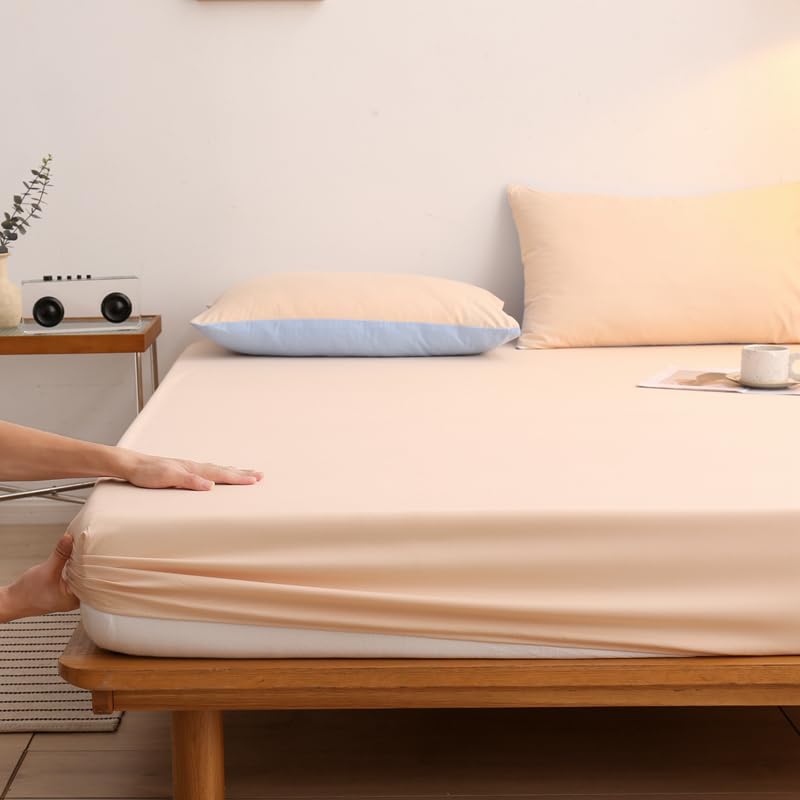 Fitted Sheet Only, Deep Pockets 11 Inches (Beige,Cal King 78"x86")