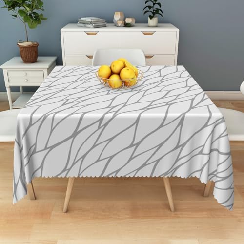 Abstract Gray Stripe Tablecloth Square 60 Inch Casual Abstract
