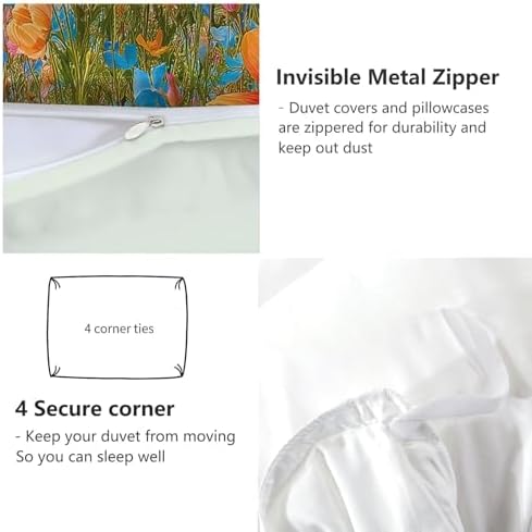 California King Duvet Cover Set Plant Flower Daisy Soft Microfiber