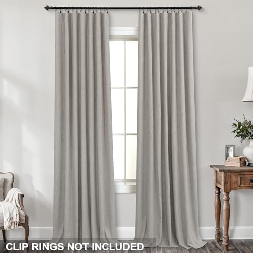 KOUFALL Taupe Back Tab Linen Blackout Curtains 52x120 Inches Long