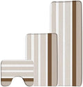 GCTNBJL 4 Pieces Bathroom Rug Sets,Striped Brown and White Modern Boho