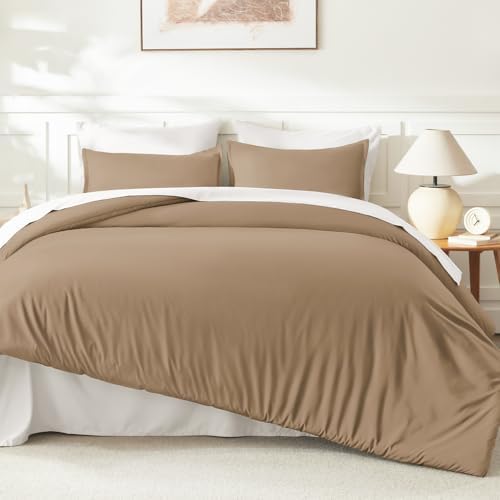 Litanika Taupe King Comforter Set, 3 Pieces Lightweight Solid Bed Set
