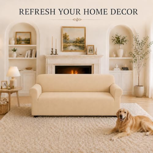 Sofa Cover Stretch Soft Washable with Non-Slip Foam Elastic Bottom