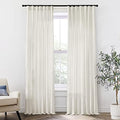 XTMYI Linen Curtains 96 Inch Long 2 Panel Set, Cream Sheer Pleated