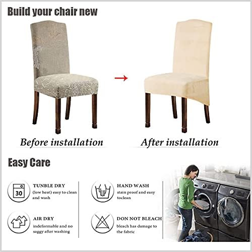 Velvet Plush XL Dining Chair Covers, Stretch Chaircover, Spandex High