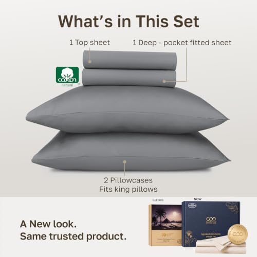 California Design Den 100% Egyptian Cotton King Size Sheets Deep