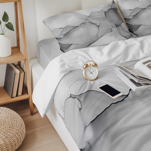 4 Pieces Duvet Cover Queen Bedding Sets Modern Natural Marble Gradient